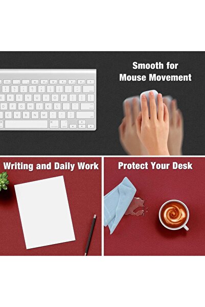 genernic Double-sided Faux Leather Desk Pad 31.5 x 15.7 in (80 x 40 cm) – XXL Mouse Pad, Black