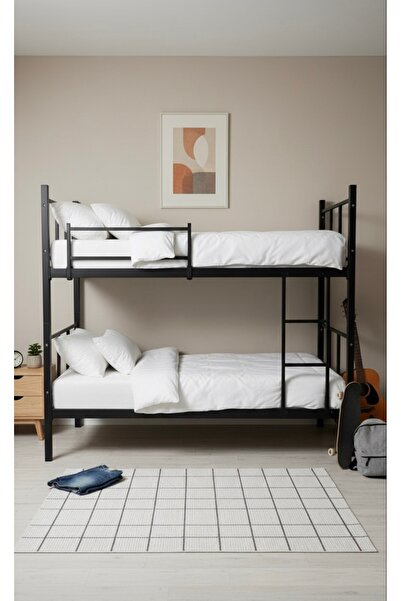 Modern Style Home Modern Ranza, Güneş Ranza, Metal Ranza, Ayrılabilir, 90x190 Cm Siyah Ranza