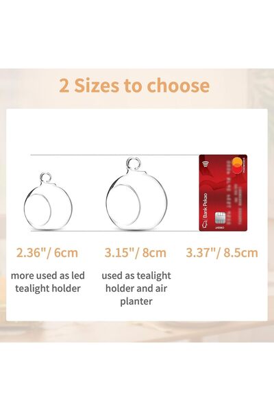 NUPTIO Hanging Glass Tealight Holder Globe - 8cm (8 pcs)