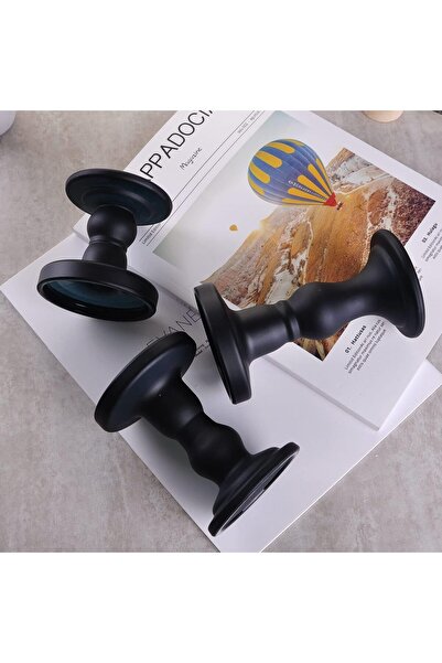 BIGTHREE Matt Candle Holders, Glass Black Pillar - 3 Candlesticks