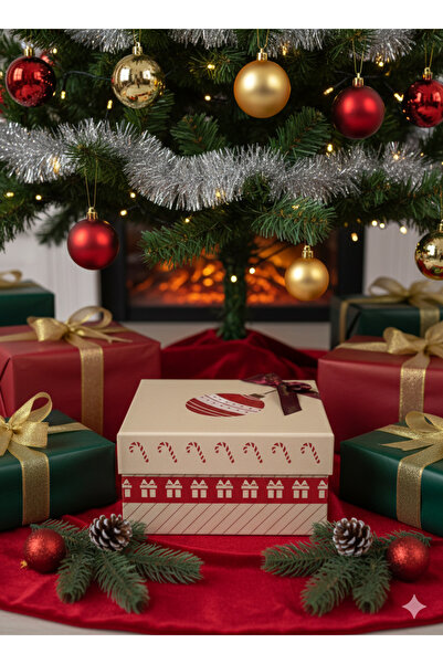 DODOMAR صندوق هدايا مربع من سورين رقم: 5، مقاس 21×21×10.5 سم - عبوة هدايا زخرفية لرأس السنة الجديدة