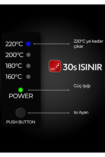 Teknoşık Tost Model Hair Styler 220 ° C Ceramic Coating Fast Heating 360 ° Rotary Cable Tongs