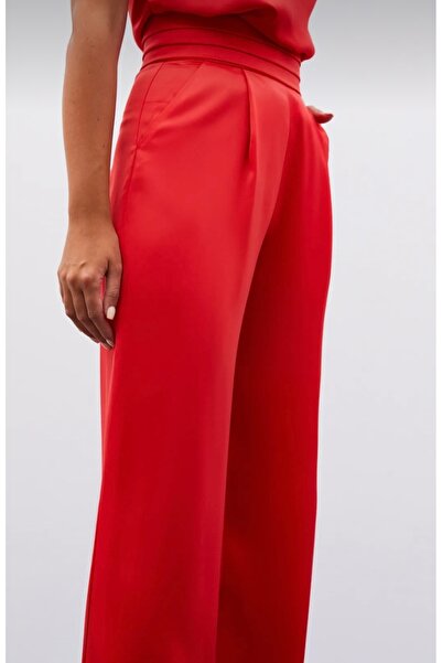DİLA BOUTIQUE Kırmızı kumaş palazzo pantolon