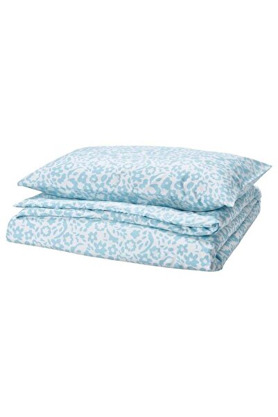 Generic Duvet Cover and Pillowcase, White/Blue, Floral Design, Polyester, 150x200/50x80 cm