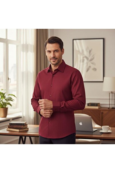 EREN STYLE قميص شتوي كلاسيكي مصنوع من القطن بنسبة 100% بأكمام طويلة ومقاوم لل...