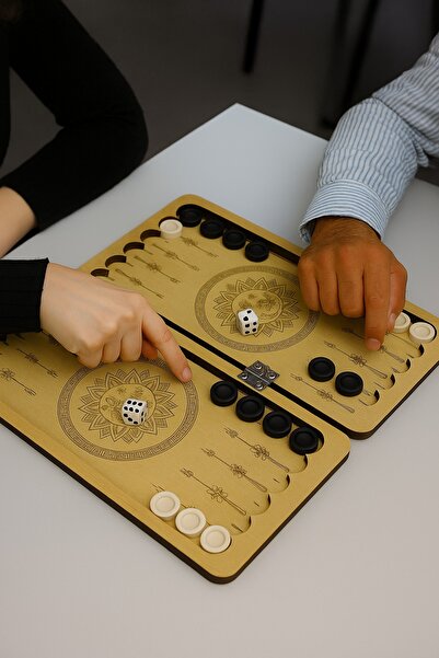 LİBE Ahşap Mini Seyahat Tavla Takımı –Ahşap Seyahat Tavlası–Ceviz Ağacı Hediyelik Oyun Seti