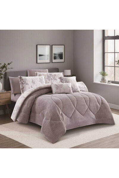 HOURS Horse double-sided fur and velvet winter bedspread suitable for a 200x200cm double bed, 8-piece set (Casey-03)