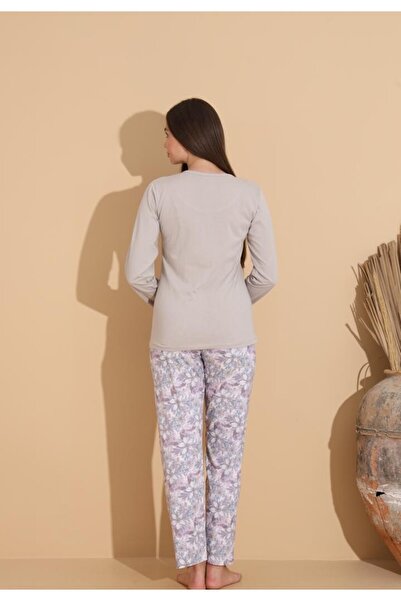 TOSKI Women's gray "Yachting Club" pajamas with floral long pants