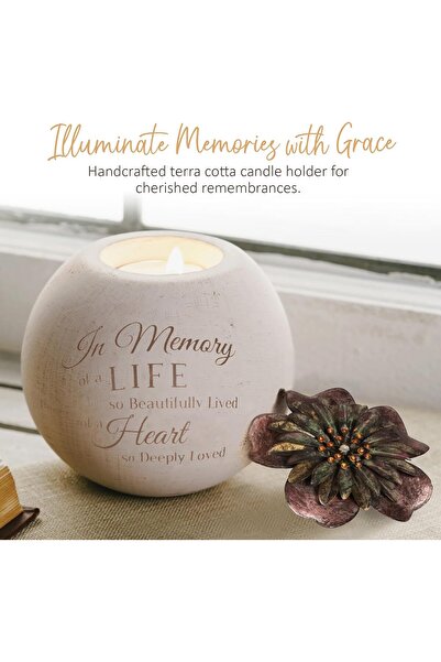 Pavilion Gift Company Light Your Way 19009 Terra Cotta Candle Holder, In Memory, 5-Inch