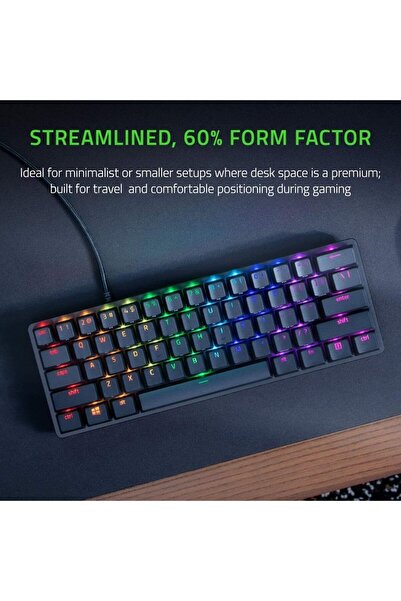 RAZER Huntsman Mini 60% Gaming Keyboard — Red Linear Optical Switches, RGB, PBT, USB-C