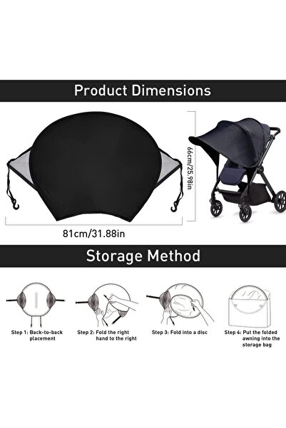 Generic 2-in-1 Baby Stroller Cover with UPF50+ Sunshade and Breathable Universal Mosquito Net (Two-way Zippe