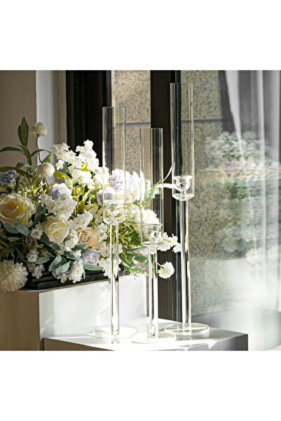 Generic Acrylic Candlestick Holders Set of 3 for Table Centerpieces, Transparent for Flameless LED Taper Can