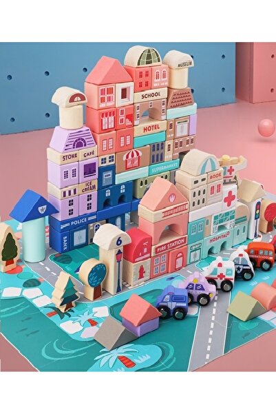 MATTELOT TOYS Set de constructie, Orasul Micului Arhitect, 115 piese din lemn