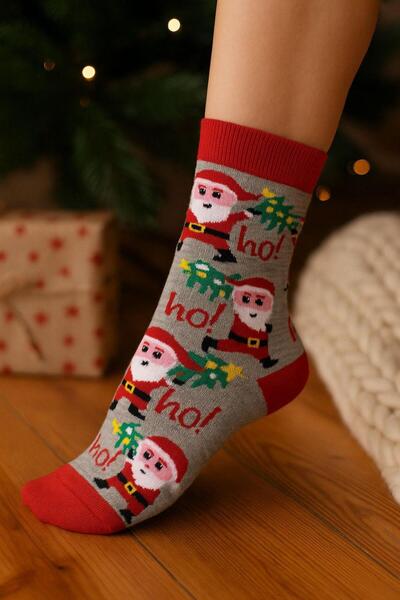 EfemİcGiyim 4-Piece Cotton Christmas Themed Long Socks