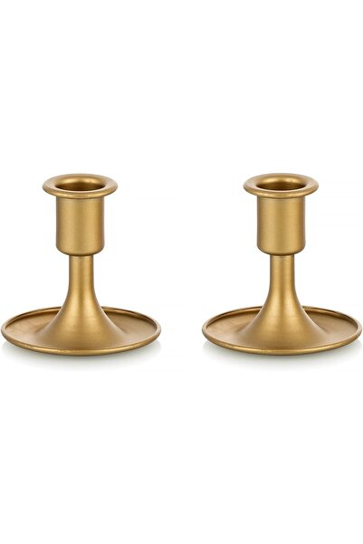 Khazna حامل شموع ذهبي مدبب - قطعتين