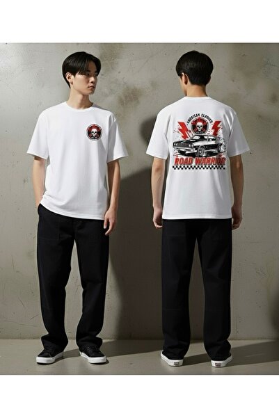 Infire clothing تي شيرت للجنسين قصة فضفاضة رود واريور مطبوع