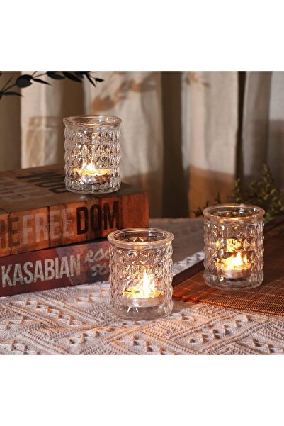 AZONEE Votive Candle Holders, 12pcs Clear Glass Tealight Candle Holders