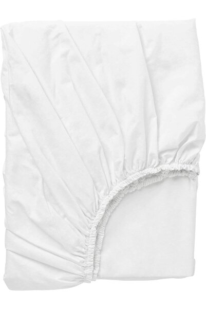 baitique ملاءة سرير قطنية ملائمة من دفالا - أبيض، 200×180 سم