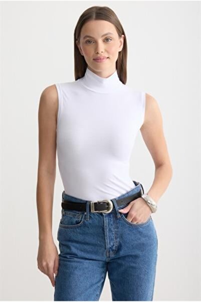 MODA MAÇKA PARK Badi Viscose Combed Cotton Zero Sleeve Half Fisherman Badi