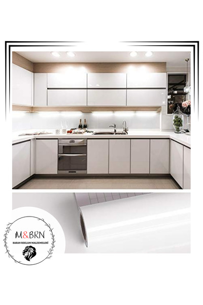 m&brn baran reklam malzemeleri parlak beyaz kendinden yapışkanlı masa dolap kaplama folyosu 75cm x 10mt