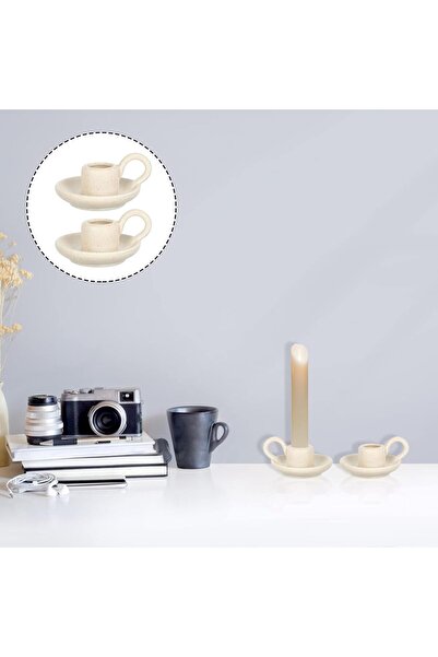 TERRIFI Ceramic Candle Holders (2 pcs) - Beige -