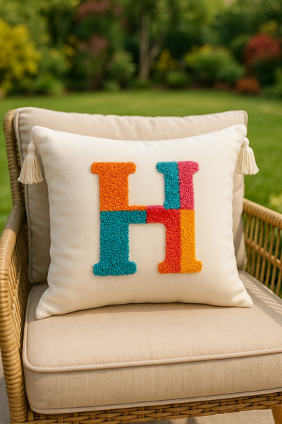 SAYMİNE Letter H Punch Throw Pillow Case Colorful Letter Model