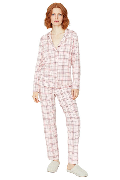 PayBuy Women's Plaid Shirt Collar Pajama Set Functional Durable Quality Comfortable Aesthetic Sport