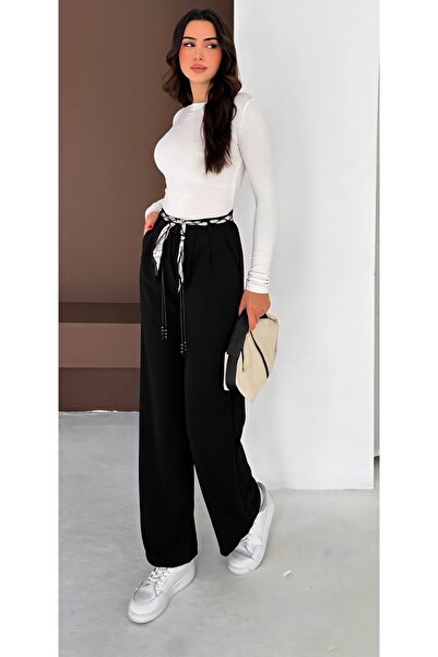 Noa Noa Scarf with Bead Detail and Flexible Waist Palazzo Pants