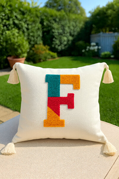 SAYMİNE غطاء وسادة على شكل حرف F، نموذج حرف ملون