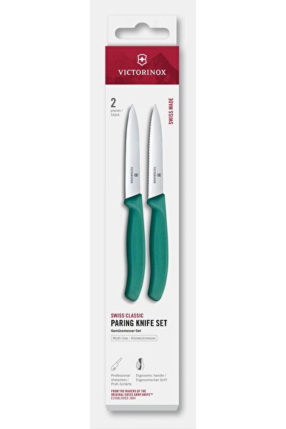 Victorinox Set of 2 Paring Knives 6.7794.2C1, Blade 10 cm, Kale Green