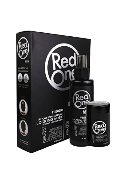 Red One بودره لتغطية الفر1غات و بخاخ مثبت ألياف للشعر لون اسود 12 جرام