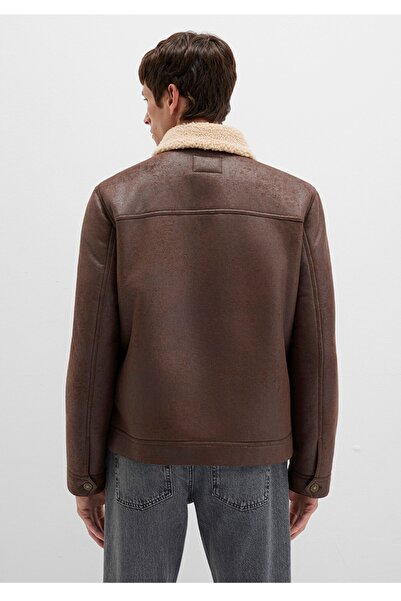 Mavi Regular Fit Faux Leather Jacket with Faux Fur Detailing