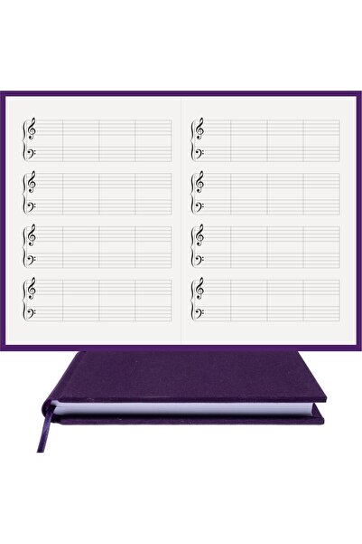 BİDEFTER دفتر ملاحظات البيانو (مع مفتاح Fa الأيسر) مصنوع يدويًا بنسبة 100%، خياطة يدوية، مجموعة 2026، قماش فيسكوز –A/5