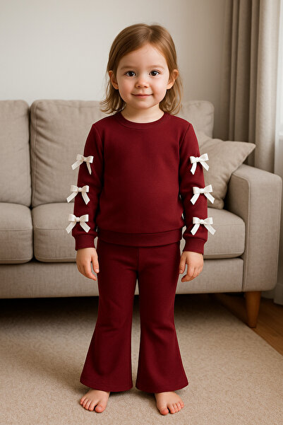 aden kids Spanish-Style Flared Pants with Bow Detail on the Sleeves, Girls' Top and Bottom Set