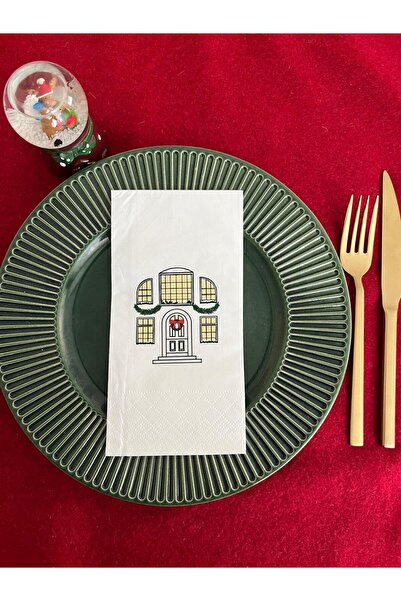 kidspartim مناديل عيد الميلاد باللونين الأبيض والأسود مطبوع مناديل بيضاء 16 قطعة