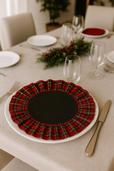 Soft Kare New Year Patterned Ruffled Placemat – Stylish and High-Quality Table Decor Placemat