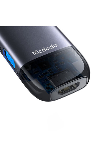 Mcdodo HU-7420 Type-C hub with USB, USB-C, SD/TF, HDMI, LAN, VGA, Gray
