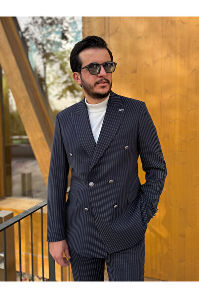 Avni Ceylan Italian Style Striped S Slim Fit K Double-Breasted Suit