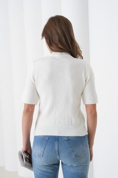 Noi Belis Soft Textured Short Sleeve Regular Fit Knitwear Sweater Aw25Kz0101