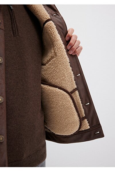 Mavi Regular Fit Faux Leather Jacket with Faux Fur Detailing