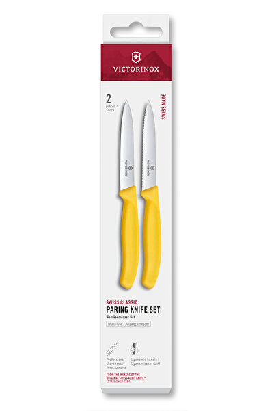 Victorinox Set of 2 Paring Knives 6.7798.2C1, Blade 10 cm, Lemon Yellow