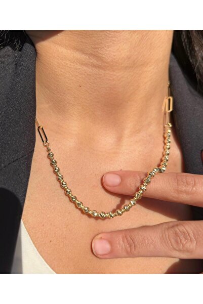 NEW'ORO JEWELRY 14 Ayar Dorika Toplu Ataç Zincir Kolye