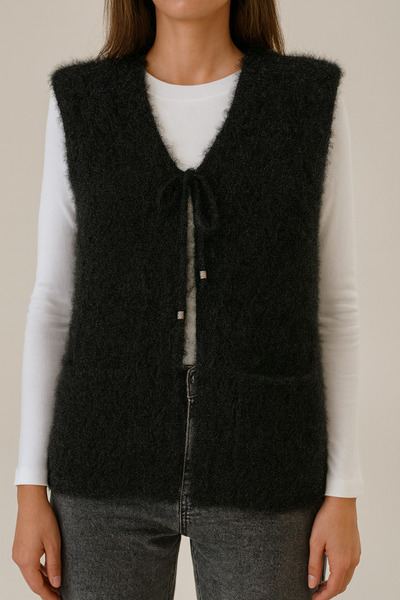 OZMN KADIN ÇİFT CEPLİ YUMOŞ YELEK