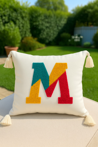 SAYMİNE Letter m Punch Throw Pillow Cover Colorful Letter Model