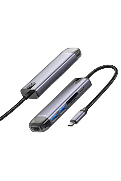 Mcdodo Type-C Hub with 2x USB, USB-C, SD/TF, HDMI 4K Mcdodo, gray, HU-7740