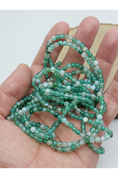 Yasamtohumu Комплект от 4 мм зелени ахати с петна – колие, гривна и минималис...