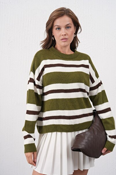 Noi Belis Soft Textured Color Block Oversized Knitwear Sweater Aw25Kz0100