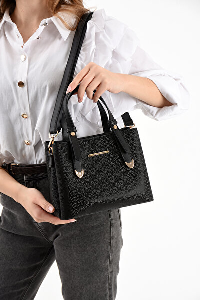 Sanmorris Women's 4 Compartment Simple Stylish Shoulder and Hand Bag with Gold Accessories