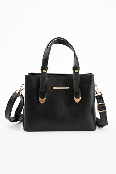 Sanmorris Women's 4 Compartment Simple Stylish Shoulder and Hand Bag with Gold Accessories