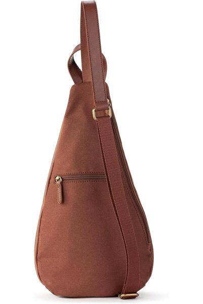 The Sak Geo Sling Backpack in Leather, Convertible Design, Teak